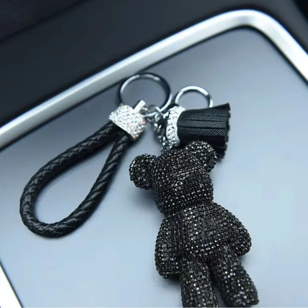 Rhinestone Bear Keychain Charm